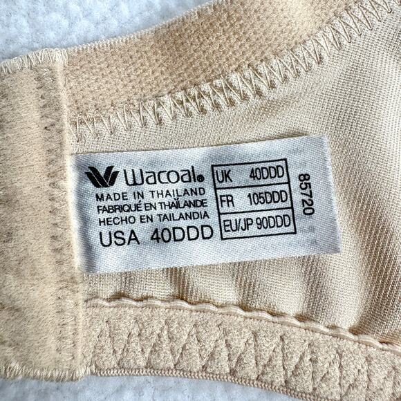 WACOAL 40DDD Nude Renaissance Rose Underwire Bra Lace Plus Size 40F Buff 85720 - Picture 6 of 13